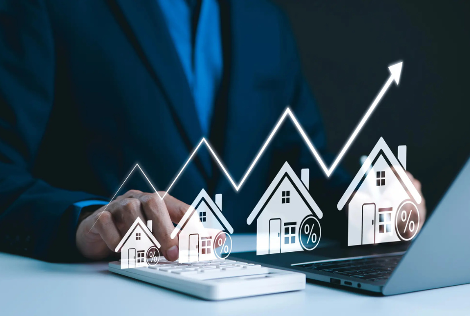 Illustration of UK property portfolio planning with multiple property assets and a clear growth process